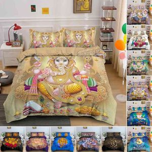 Juego de ropa de cama de tamaño queen boho mandala diseño colorido dios ganesha rey núcle