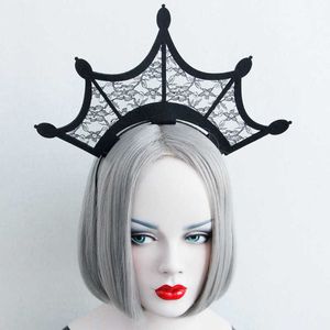 Queen Style Halloween Headband Crown Black Lace Hollow Headbands Outzee Crown Gothic Hair Accessoires For Kids