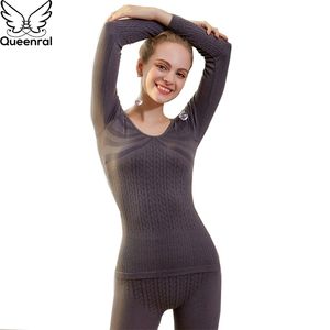 Queenral Sous-Vêtements Thermiques Femmes Pour L'hiver Long Johns Sous-Vêtements Féminins Costume Épais Respirant Chaud Vêtements Sous-Vêtements Thermiques 211110