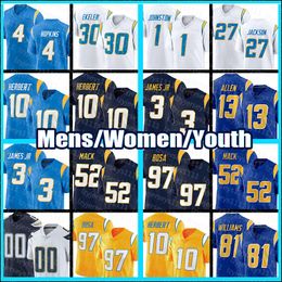 Quentin Johnston Derwin James Jr. voetbalshirts 10 Justin Herbert Los Angeleses Chargeres Khalil Mack Joey Bosa Keenan Allen Dustin Hopkins Austin Ekeler C01