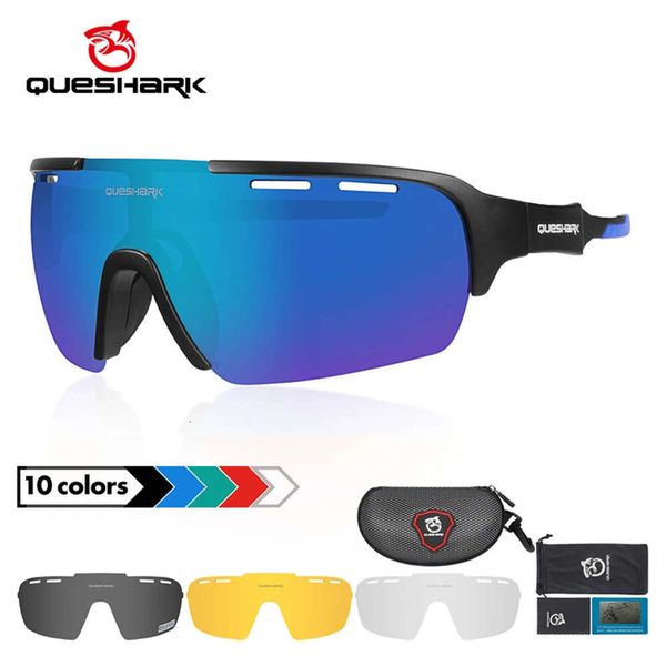 QUESHARK adultos HD gafas de sol polarizadas para ciclismo deportes MTB gafas para bicicleta montar en carretera espejo UV gafas para bicicleta Qe43