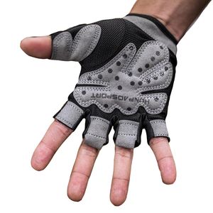 Queshark mujeres hombres antideslizantes duraderos medio dedo deporte gimnasio guantes a prueba de golpes guantes de Fitness levantamiento de pesas guantes con mancuernas Q0107