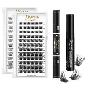 Quewel 72pcs Lash Clusters Kit Bond en Seal Wimperlijm Langdurige Premade Fan Wimper Extensions Lijm Remover DIY Wimpers 240123