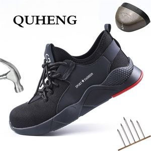 Quheng Lichtgewicht Ademend antismashing niet -slip stalen teen veiligheidswerk voor mannen beschermende schoenen heren laarzen y200915
