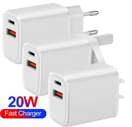 Rapide 20W QC30 PD Type C Charger EU US US UK USBC Mur Chargers pour iPhone 12 13 14 Samsung Huawei Tablet PC3358555