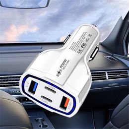 Quick Car Charger Adapter 53W 4 Poorten TE-P49 PD 20W PD18W QC3.0 USB-C Type-C Auto Snelladers 3.1A Snel opladen voor iPhone 15 14 13 Samsung S23 Ultra Mobiele Telefoon