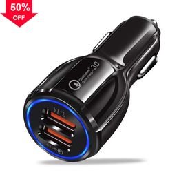 Charge rapide 3.0 chargeur de voiture allume-cigare adaptateur de prise QC 3.0 double Port USB Charge rapide accessoires de voiture pour téléphone DVR MP3