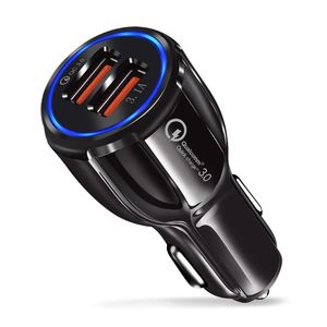 Charge rapide 3.0 chargeur de voiture pour téléphone portable double adaptateur de charge rapide USB Mini