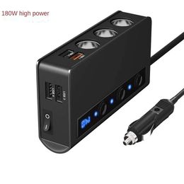 Quick Charge 3.0 Sigarettenaansteker Splitter 12V/24V 3-Socket 180W On-off DC Power Car Splitter met 4-poorts USB autolader