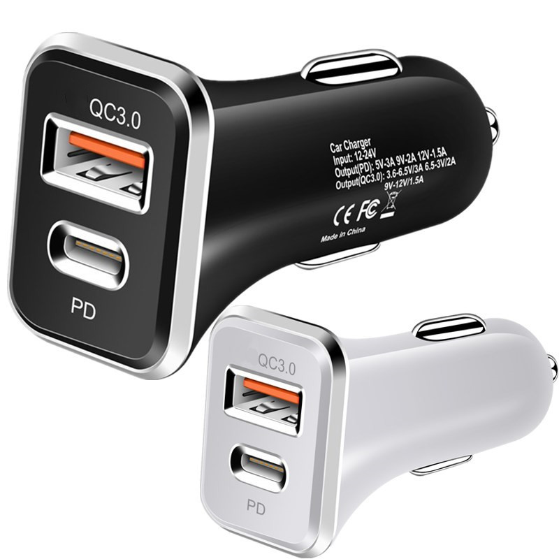Caricabatterie da auto USB tipo C Quick Charge QC 3.0 da 18 W per Samsung S10 iPhone 14 15 X Xs 8 Spina per caricabatterie PD