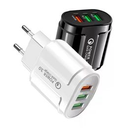 Chargeur USB Quick Charge 3.0 28 W 3 ports USB Adaptateur QC 3.0 EU US UK Prise murale téléphone portable Charge rapide Chargeur mural domestique Adaptateur de voyage pour iPhone