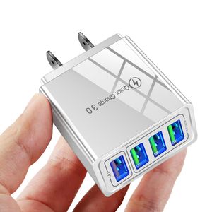 Quick Charge 3.0 Cargador USB 4 puertos Adaptador de pared QC 3.0 UE EE. UU. Enchufe Rápido Teléfono móvil Cargador para el hogar Adaptador de viaje
