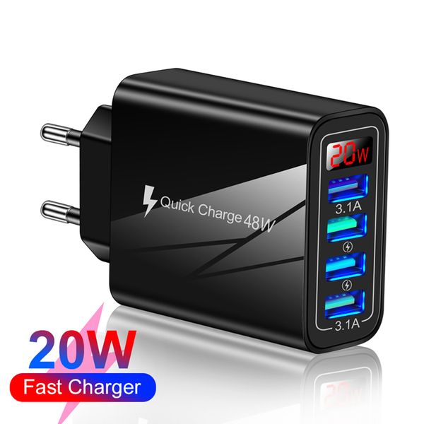 Chargeur USB 3.0 à Charge rapide pour iPhone 13 Pro 12 Xiaomi mi Samsung Huawei LED affichage numérique chargeurs de téléphone muraux à Charge rapide