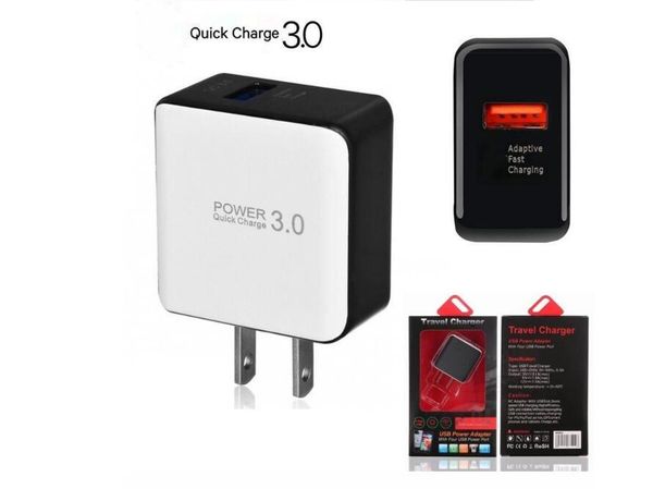 Charge rapide 5V 3A QC 3.0 chargeur mural rapide USB chargeurs rapides adaptateur de prise US EU pour smartphone Samsung S10 S9 Android pc