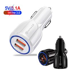 Charge rapide QC30 Double USB Car adaptateur de voiture de chargeur à bord pour téléphone portable Smart Phone 31A REPOSSE FAST pour les téléphones mobiles1659856