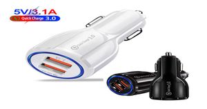 Quick Charge QC30 Dual USB -auto aan boordladerauto -adapter voor mobiele telefoon smartphone 31a snel opladen voor mobiele telefoons4669996