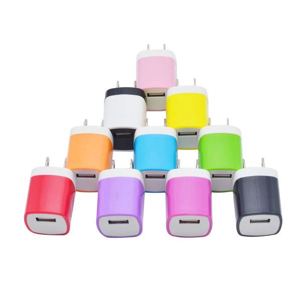 Chargeurs de charge rapide 5V 1A, prise colorée pour la maison, adaptateur d'alimentation USB pour Samsung S22 Xiao Iphone 14 13 MP3 GPS, chargeur de téléphone LL