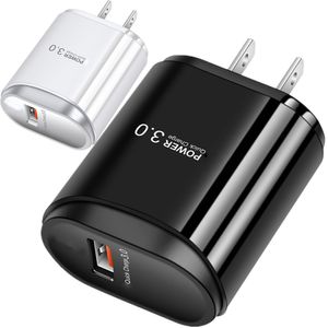 18W Charge rapide rapide QC3.0 US Eu Plug AC Chargeur mural de voyage à domicile pour Iphone XR 12 13 14 15 Samsung S10 S11 Note 10 HTC téléphone Android