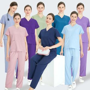 Uniformes de enfermería de 4 vías de secado rápido Conjunto de matorrales ultra lite atuendo de enfermera scrubs pediátricos uniformes S11 240418