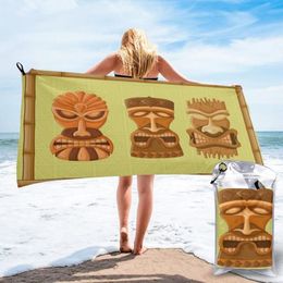 Serviette de plage à séchage rapide, masque tribal hawaïen Tiki, coussin de bain, sable personnalisé, 298p