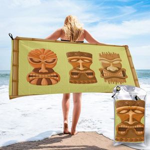 Serviette à la plage rapide Hawaiian Tiki Tribal Masque Coussin de bain Natation Personnalisé Sable Gratuit