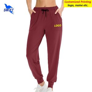 Pantalons de yoga à bandes élastiques à la cheville à séchage rapide pour femmes Pantalons de course avec poche en vrac Gym Fitness Workout Sports Bottoms Personnalisé 220704