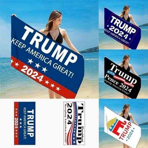 Tissu à séchage rapide Bain Serviettes de plage Président Trump Serviette Drapeaux américains Tapis d'impression Couvertures de sable pour Voyage Douche Natation Nouveau DHL h4966