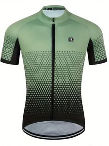 Snelle droge heren Cycling Jersey Moisture Wicking Green Ademend MTB Mountain Bike Shirt voor Biking Riding Sports 240411