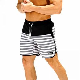 Mentide à sec rapide Running Sports Shorts Fitness Apparel Workout Bottoms Baspinable Striped Outdoor Running 240407