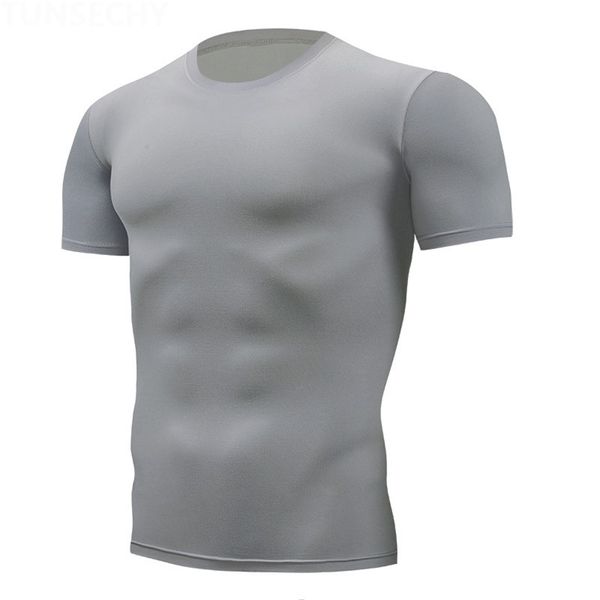 Séchage rapide Running Mens Compression Tshirt Respirant Football Suit Fitness Tight Sportswear Riding Short Sleeve Shirt Workout 220526