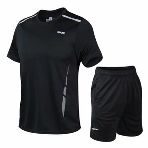 Sneldrogende sportpakken Kostuums Heren Running Set gym Fitness Kleding Zomer Heren Voetbalset Uniformen Sportkleding 240307