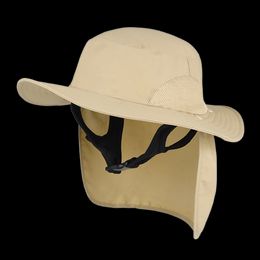 Casquettes de soleil à séchage rapide pour hommes et femmes avec protection UV à large bord Safari Chapeau de randonnée avec rabat pour le cou