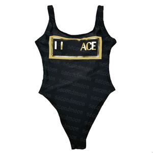 Maillot de bain imprimé lettre pour femmes à séchage rapide maillot de bain une pièce maillot de bain dos nu