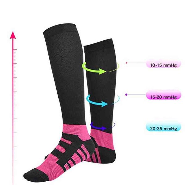 Calcetines de compresión de secado rápido Estilo casual Hasta la rodilla / Calcetería larga de absorción de sudor Maratón Correr Fútbol Zapatillas de deporte Calcetines Y1222