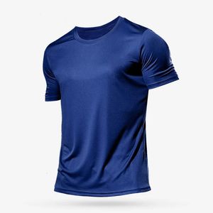 Séchage rapide hommes chemises de course Fitness Compression Gym Polyester sport T-shirt noir entraînement entraînement Muscle Fit vêtements 240325