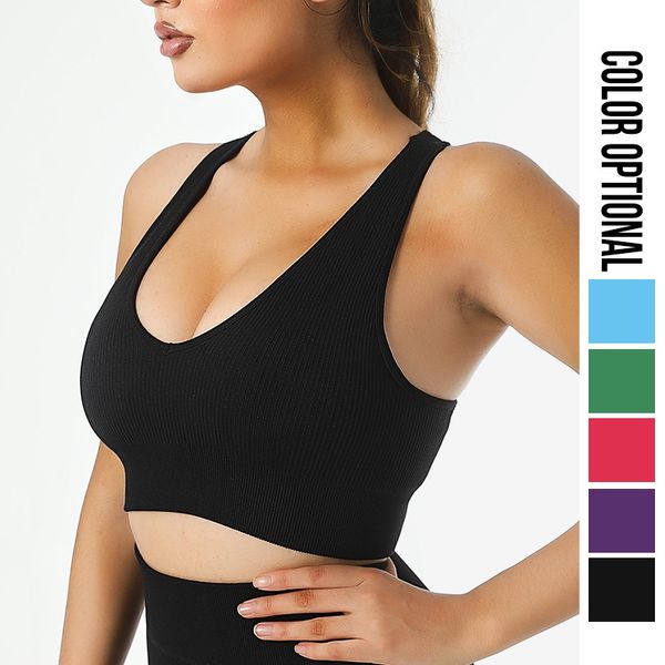 Vêtements de yoga à séchage rapide gros seins soutien-gorge de fitness antichoc haut lulu sous-vêtements de sport à haute intensité femme gilet de yoga sans couture