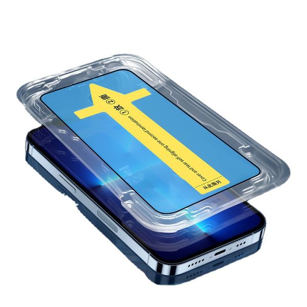 Protector de pantalla de ajuste rápido para iPhone 14 13 12 11 Pro Max XR X XS Pone dispositivo Película de vidrio templado con kit de instalación fácil