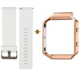 Bracelet de montre intelligente à dégagement rapide pour Fitbit Blaze Classic, grande taille disponible, blanc avec cadre en or rose64378967473809