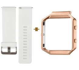Bracelet de montre intelligente à dégagement rapide pour Fitbit Blaze Classic, grande taille disponible, blanc avec cadre en or rose64378967167362