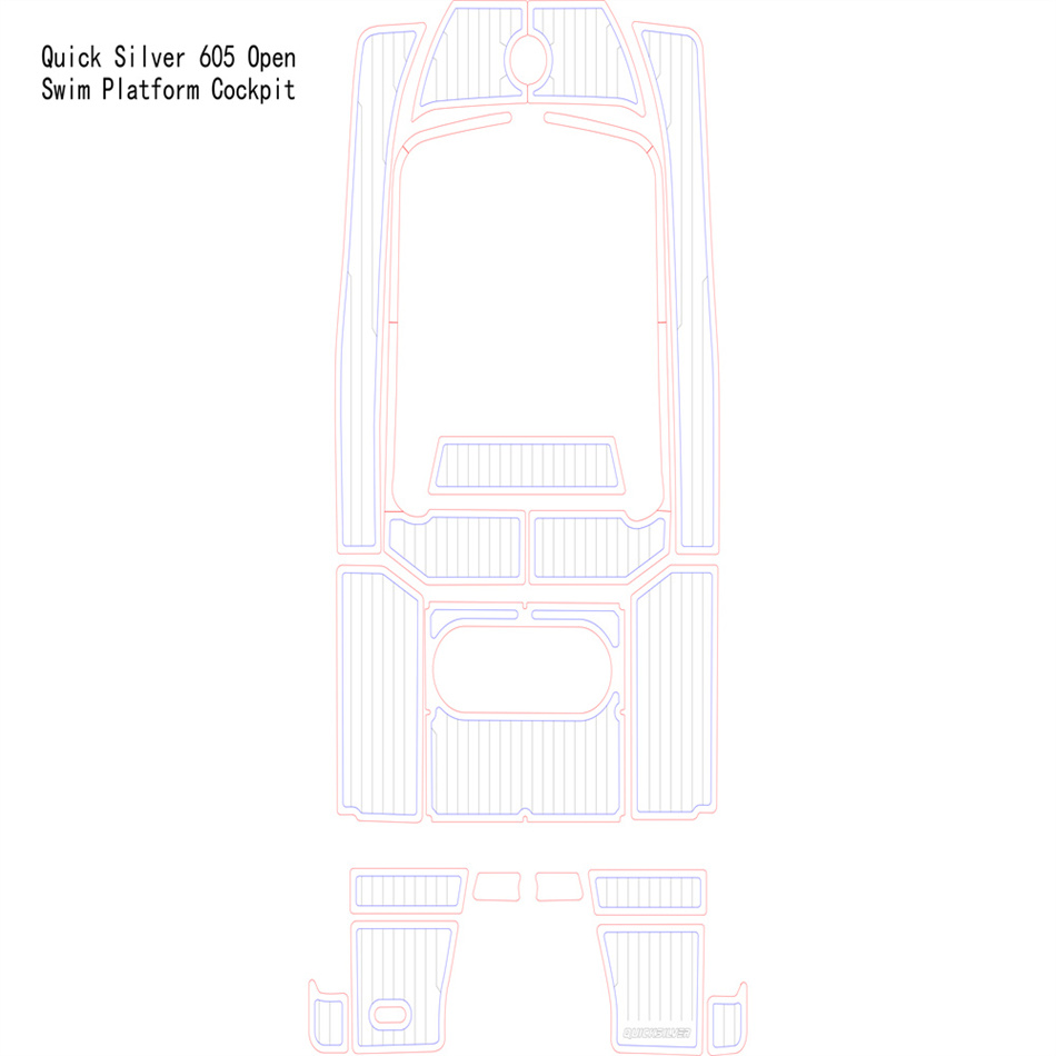 Quick Silver 605 Plataforma de natação aberta Cockpit Boat Eva Faux Teak Deck Plave Pad Seadek Marinemat Gatorstep Style Auto