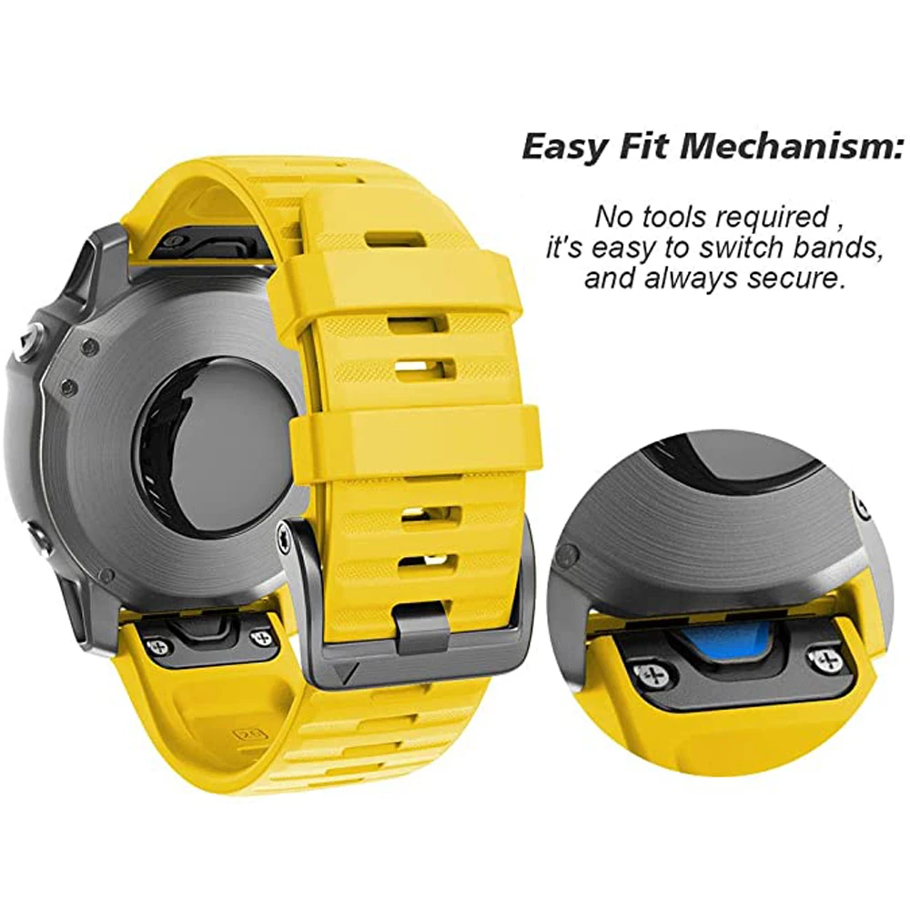 Quickfit 22 26mm Watchband Strap for Garmin Fenix ​​7 7x 6 6x Pro/5 5x Plus 3HR Silicone Band Descent Mk1 Mk2i Watch EasyFit Wrist Wrist