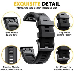 Quickfit 22mm 26 mm -riem voor Garmin Fenix 7x 7 Solar/6x 6 Pro 5 5x plus 3 3HR/Epix/Marq Smartwatch Watch Band Silicone Bracelet