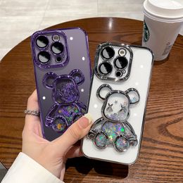 Quicksand Bear Phone Cases iPhone 14 13 12 11 Pro Max X XS XR XSAMX 7 8 Plus 6 6s Fashion Women met Lens Film Silicone Soft Case