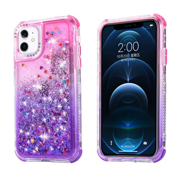 Samsung A21S A10S A01 A11 A20 A51 A71 A51 A71 Gradient de paillettes liquides 3in1 Couvercle arrière ShooCKPAFFAIRE D1