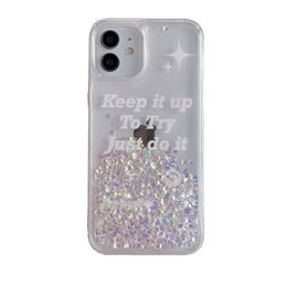 Schnellsand Mobiltelefonhüllen Strass Glitter Apple Mobile weiße transparente Liquid Silicon -Hülle Frauen für iPhone14 13 12 Pro Max 11 Pro Plus Rückdecke