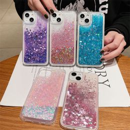 Fundas para teléfono Quicksand para Samsung Note20 ultra S23 S22 S21 FE A12 A13 A32 A33 A34 A53 A54 A73 5G Apple iPhone Glitter Liquid Back Cover Bling Protector a prueba de golpes