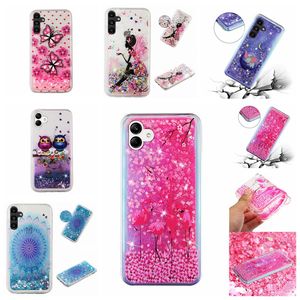 Quicksand Soft TPU-koffers voor Samsung A04E A13 5G A14 A24 M13 F13 Leuke mooie vlinder sexy meid uil Owl schoenen met hoge hakken eenhoorn bloem vloeistof diamant bling glitter cover