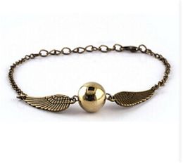 Bracelets de bracelet de poche Golden Golden Golden Bracelet Ailes Vintage Retro Tone pour hommes et femmes4842586