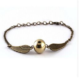 Bracelets de bracelet de poche Golden Golden Snitch Bracelet Ailes Vintage Retro Tone pour hommes et femmes8268947