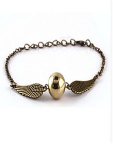 Quidditch Golden Snitch Pocket Charmelets Bracelets Wings Vintage retro Tono para hombres y mujeres9819204